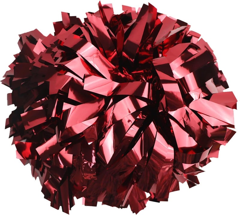 GUIFIER 2 Pack 6 Inches Metallic Cheerleading Pom Poms, Cheer Pom Pom with Baton Handle, Pompoms Cheerleader for Kids Girls Cheering Squad - Image 1